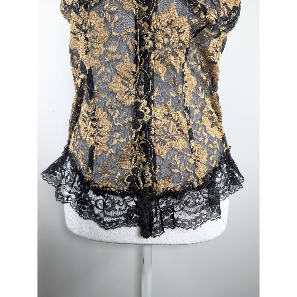 Vintage Undercover Wear Black Gold Lace Bustier Corset Strapless 34B Style 76060 - Picture 4 of 11